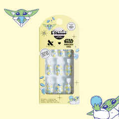 Olive & June close-up of Grogu nail artwork highlighting playful detail