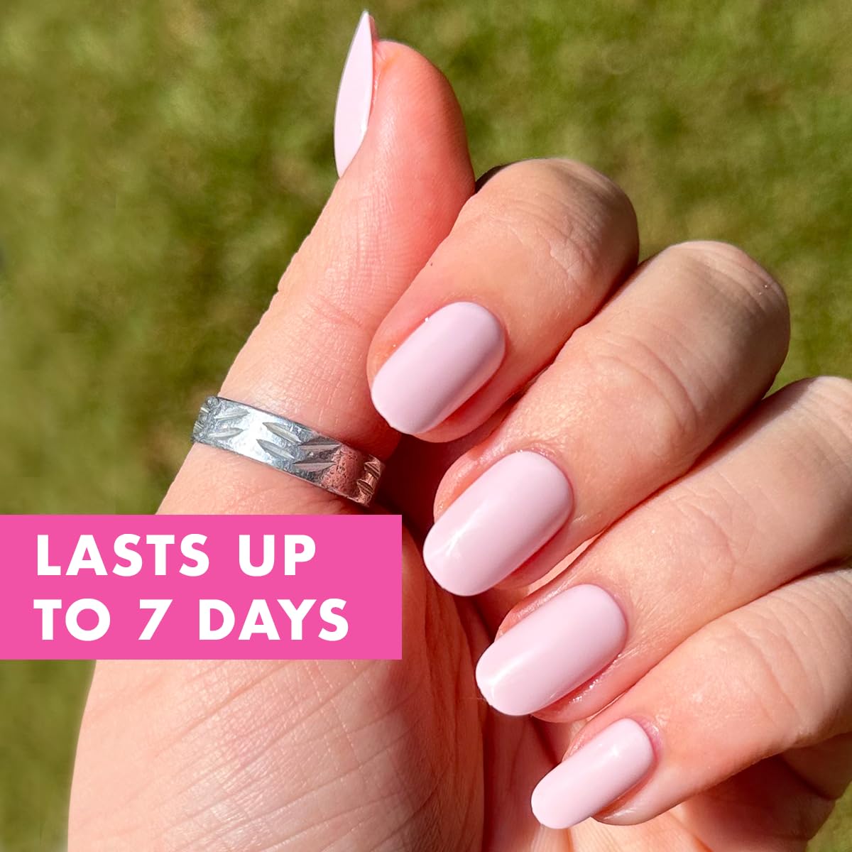 Olive & June 32 nails array laid flat illustrating wide size range benefit