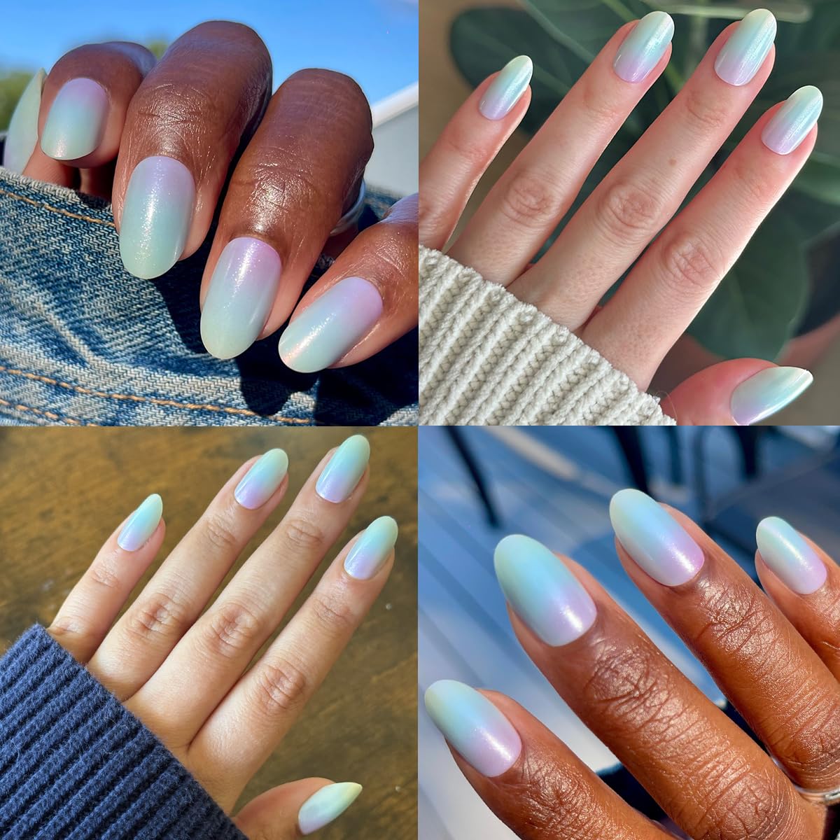 Olive & June side profile of oval nail showing natural curvature