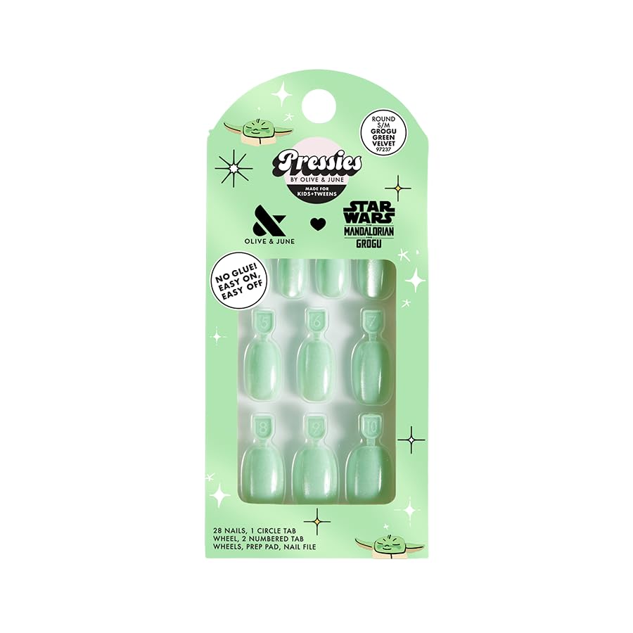 Olive & June package front showing Grogu design and kid-friendly kit benefits