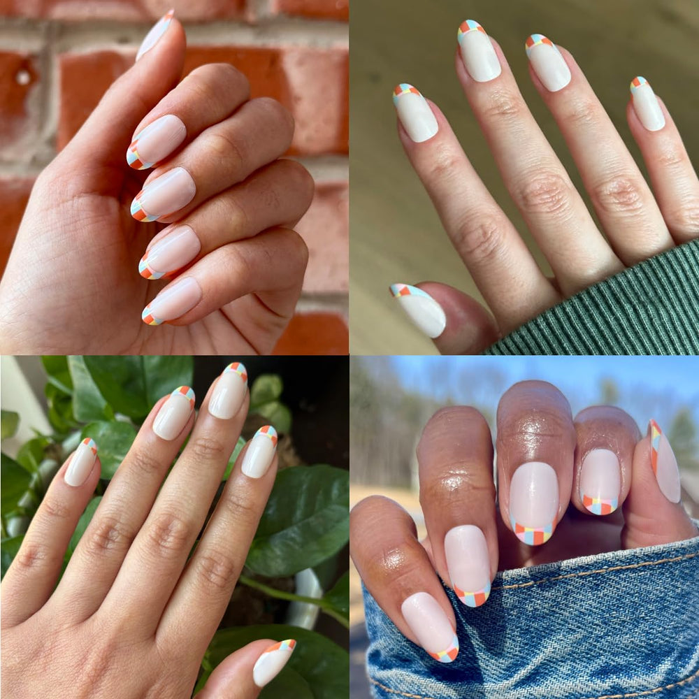 Olive & June hand model wearing nails to show finished look benefit: salon-quality appearance