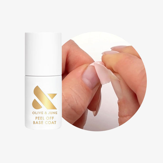 Olive & June brush spreading thin peelable base coat for neat application