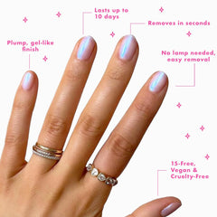 Olive & June polish being applied to nails for salon-like results