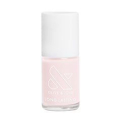 Olive & June front packaging showing pink sands pastel and benefit of salon shine