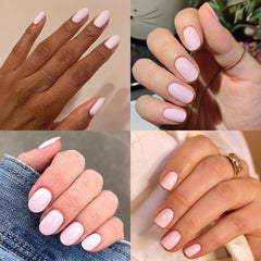 Olive & June swatches on nail tips showing pastel coverage and chip resistance