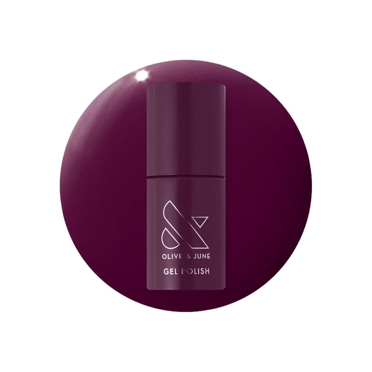 Olive & June front bottle showing Plaza Mulberry Purple and glossy finish