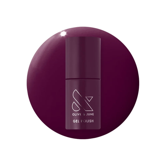 Olive & June front bottle showing Plaza Mulberry Purple and glossy finish