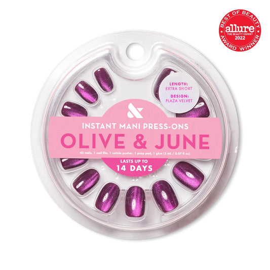 Olive & June close-up of Plaza Velvet nail texture for realistic finish
