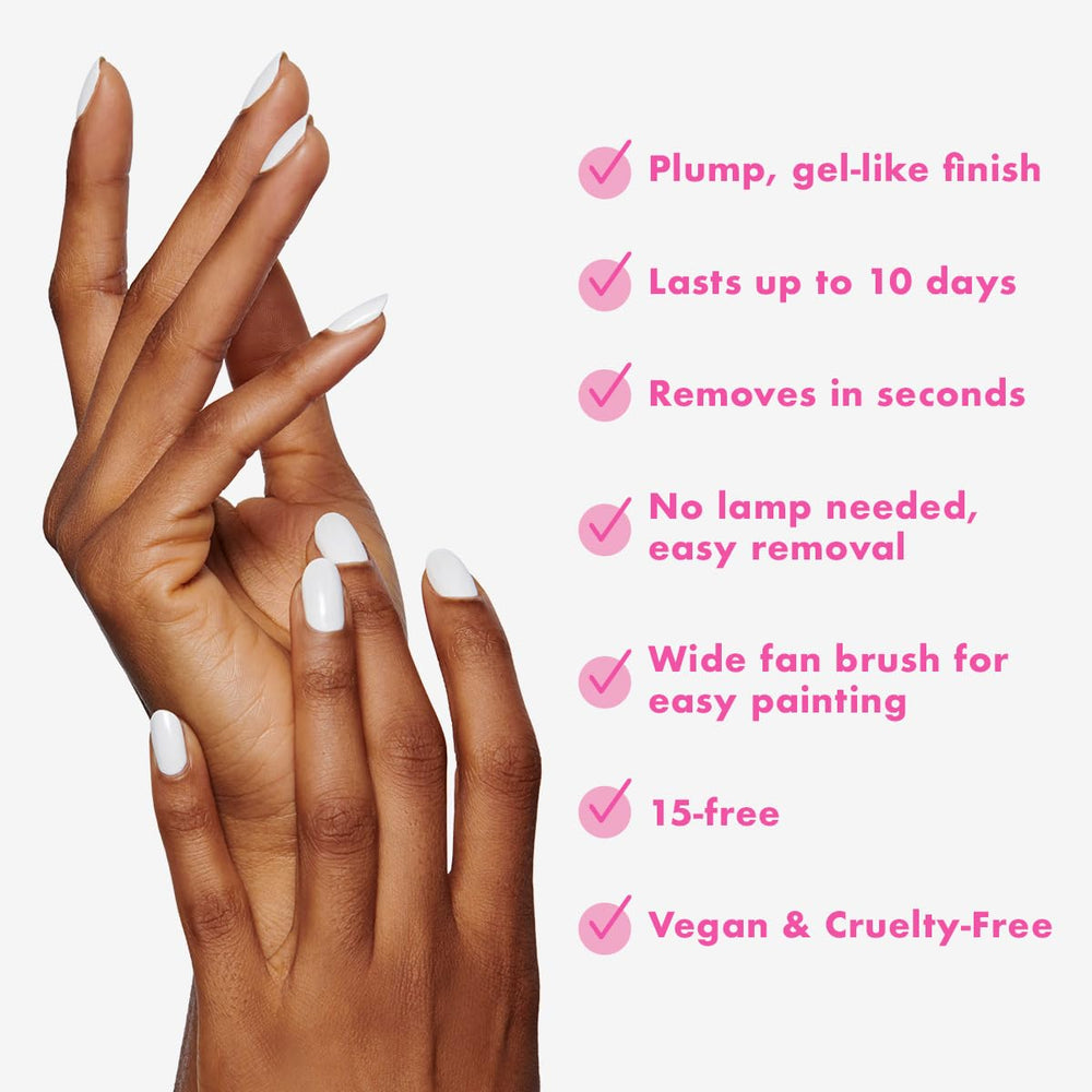 Olive & June plump gel-like finish on nails showing glossy, chip-resistant look