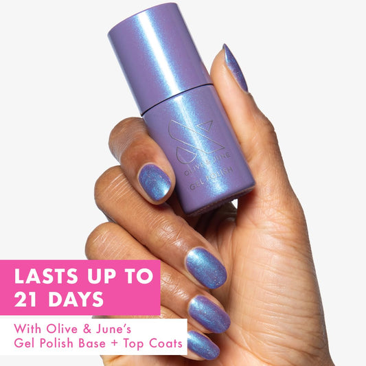 Olive & June label close-up revealing shade name and clean formula benefit