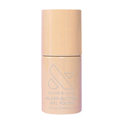 Olive & June front packaging showing gold glitter polish and benefits