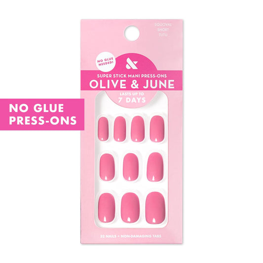 Olive & June nail close-up highlighting curve and glossy realistic finish benefit