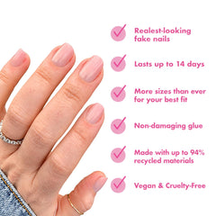 Olive & June press-on nail texture detail showing smooth finish and natural look benefit