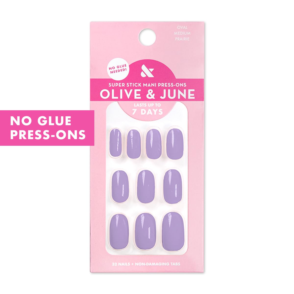 Olive & June arranged 32 press-on nails in 16 sizes for precise fit and natural look