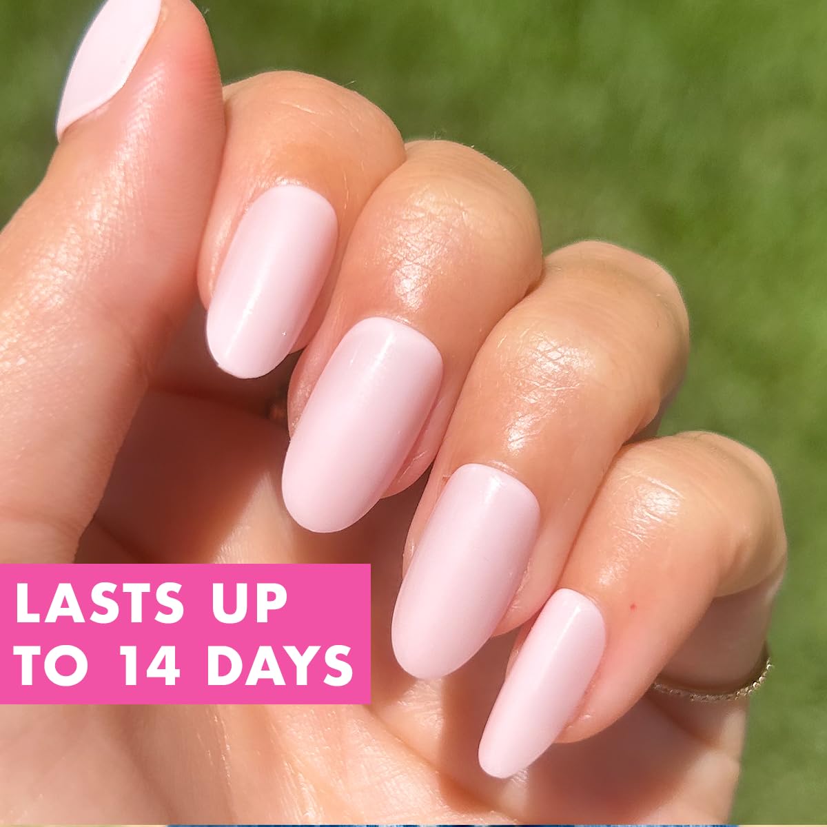 Olive & June press-ons on model hands demonstrating natural appearance and confidence boost