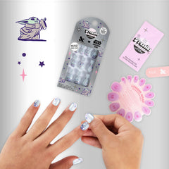 Olive & June step-by-step press-on application demonstrating quick use