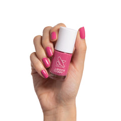 Olive & June front packaging showing prom magenta pink, clear benefits of fast-dry