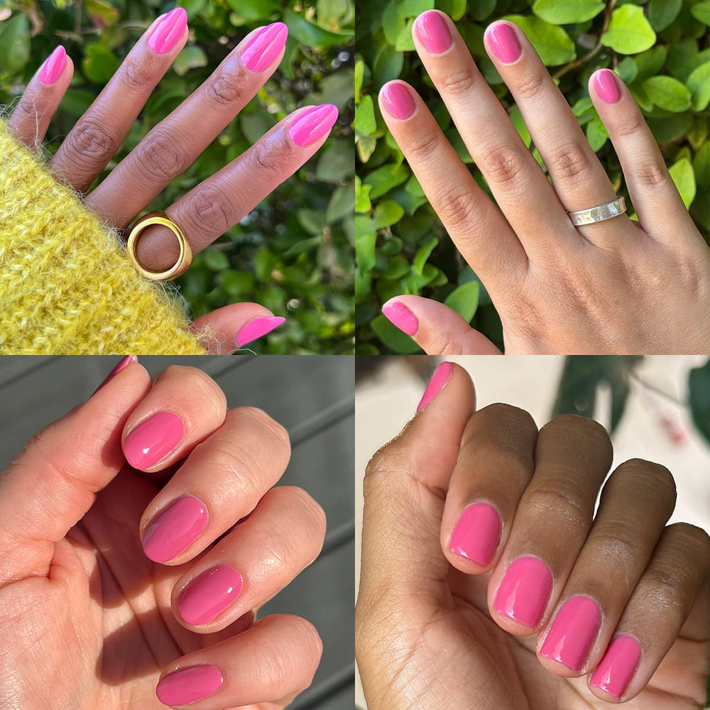 Olive & June nails in use, quick-dry finish resisting smudges for daily wear