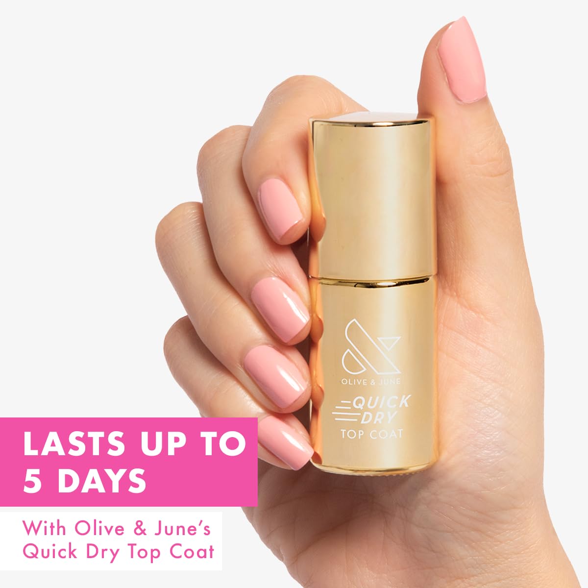 Olive & June wide fan brush close-up for even streak-free application