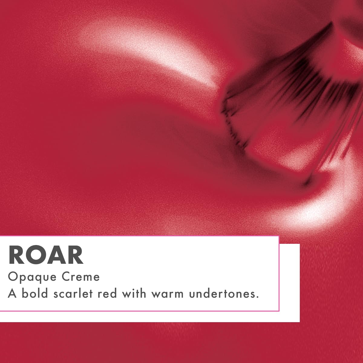 Olive & June swatch of Roar Scarlet Red on skin highlighting rich color