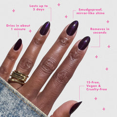 Olive & June shimmer swatches on a nail wheel showing color payoff and gloss