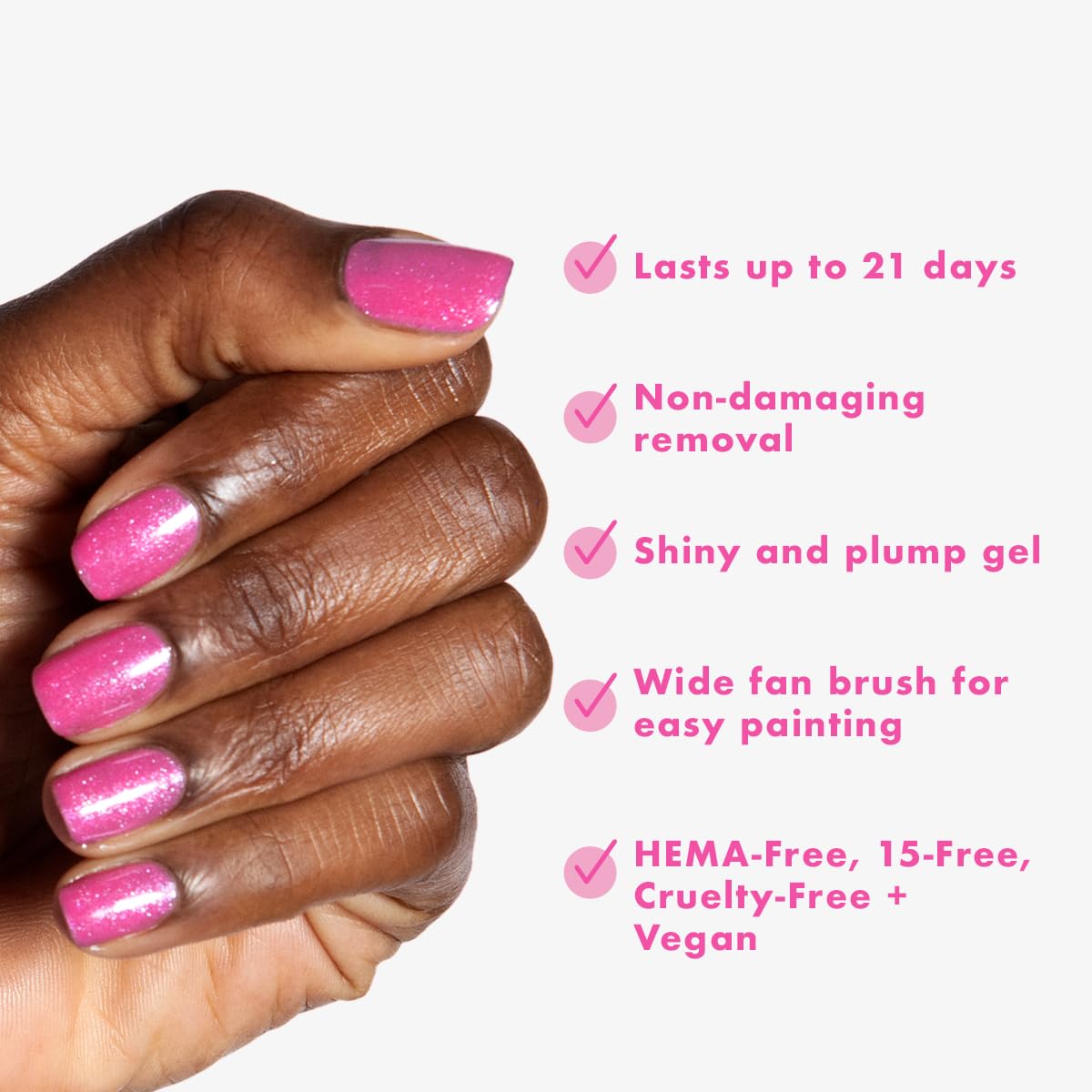 Applying Signet Pink under an LED lamp for Olive & June long-lasting cure