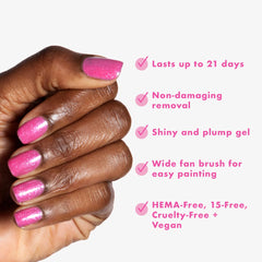 Applying Signet Pink under an LED lamp for Olive & June long-lasting cure