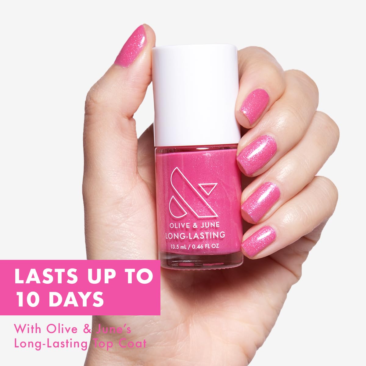 Olive & June brush detail fanning across nail for precise application benefit