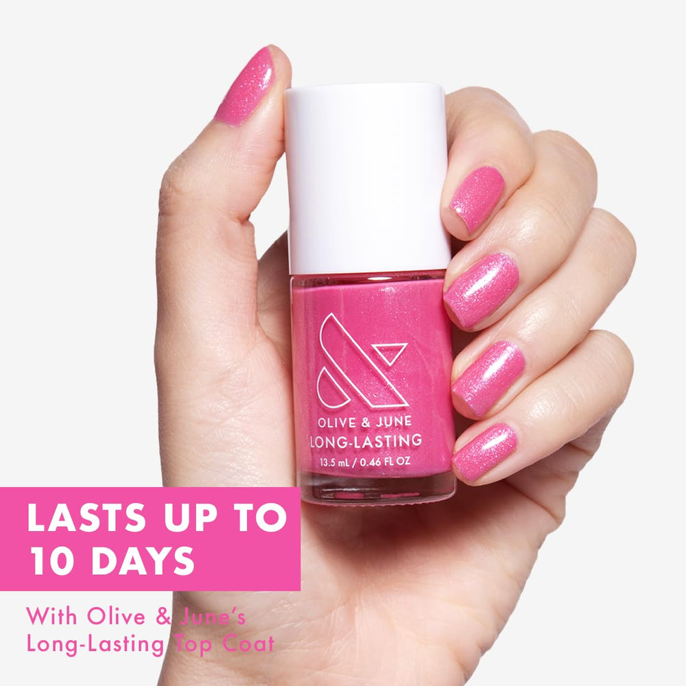 Olive & June brush detail fanning across nail for precise application benefit