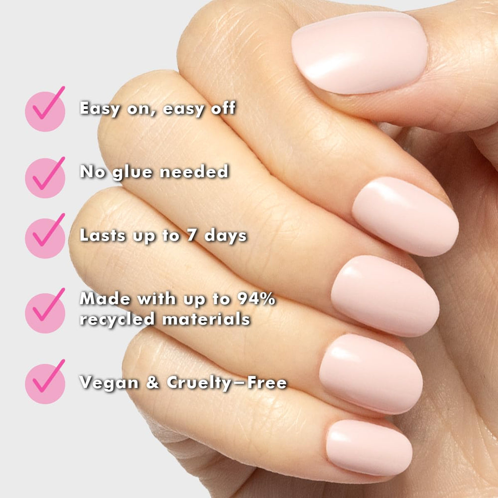 Olive & June single Gelato Pink nail close-up showing realistic gloss
