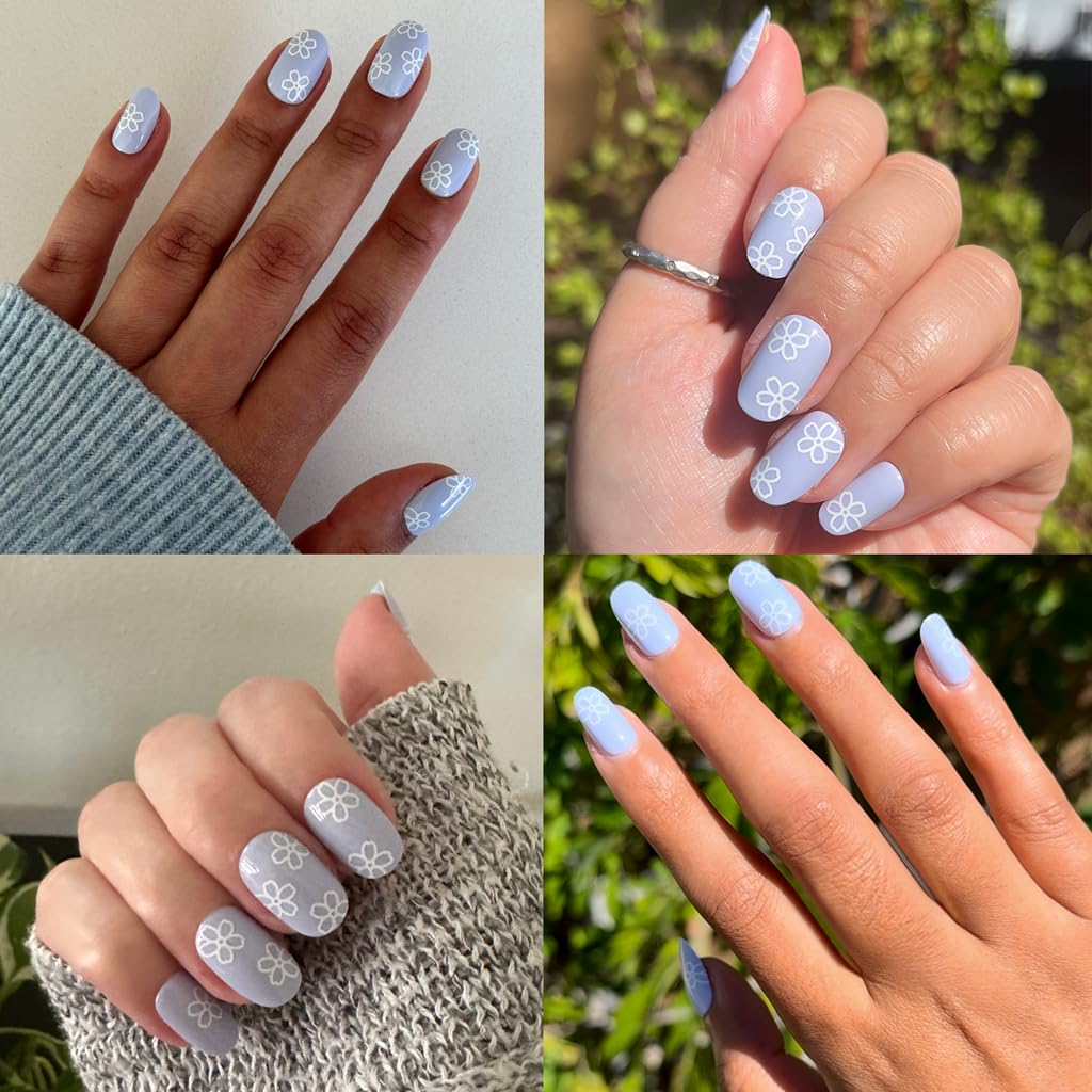 Olive & June press-on nails on hand to show size and scale fit