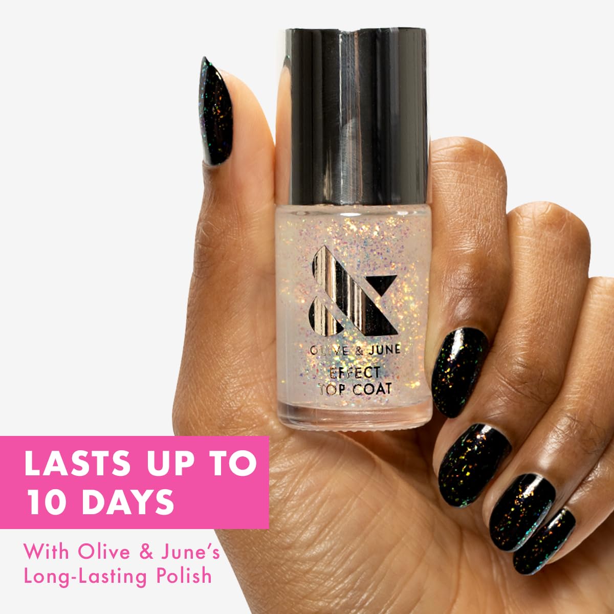 Olive & June wide fan brush close-up delivering precise coverage and faster application