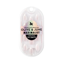 Olive & June stiletto sharp French detail highlighting realistic tip and salon finish