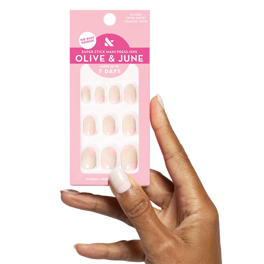 Olive & June front packaging showing complete Super Stick Mani kit and benefits