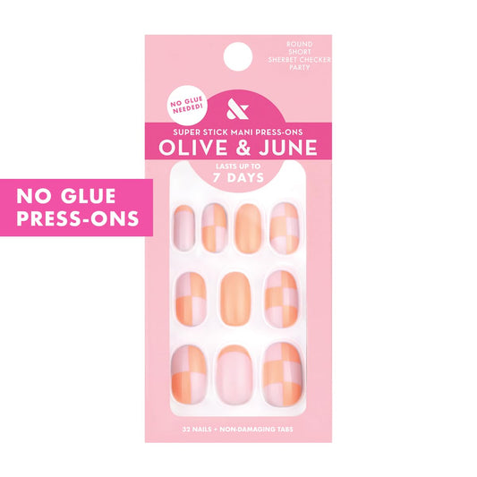 Olive & June press-on nails arranged by size for perfect custom fit