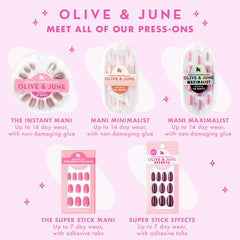 Olive & June removal demo showing quick, damage-free pop-off benefit