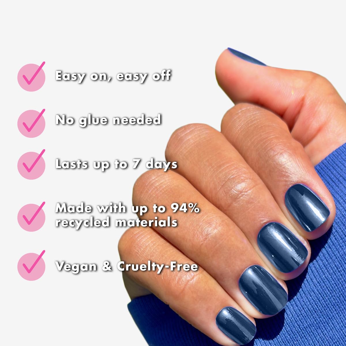 Olive & June included tools displayed to show file, buffer, prep pad, and cuticle pusher