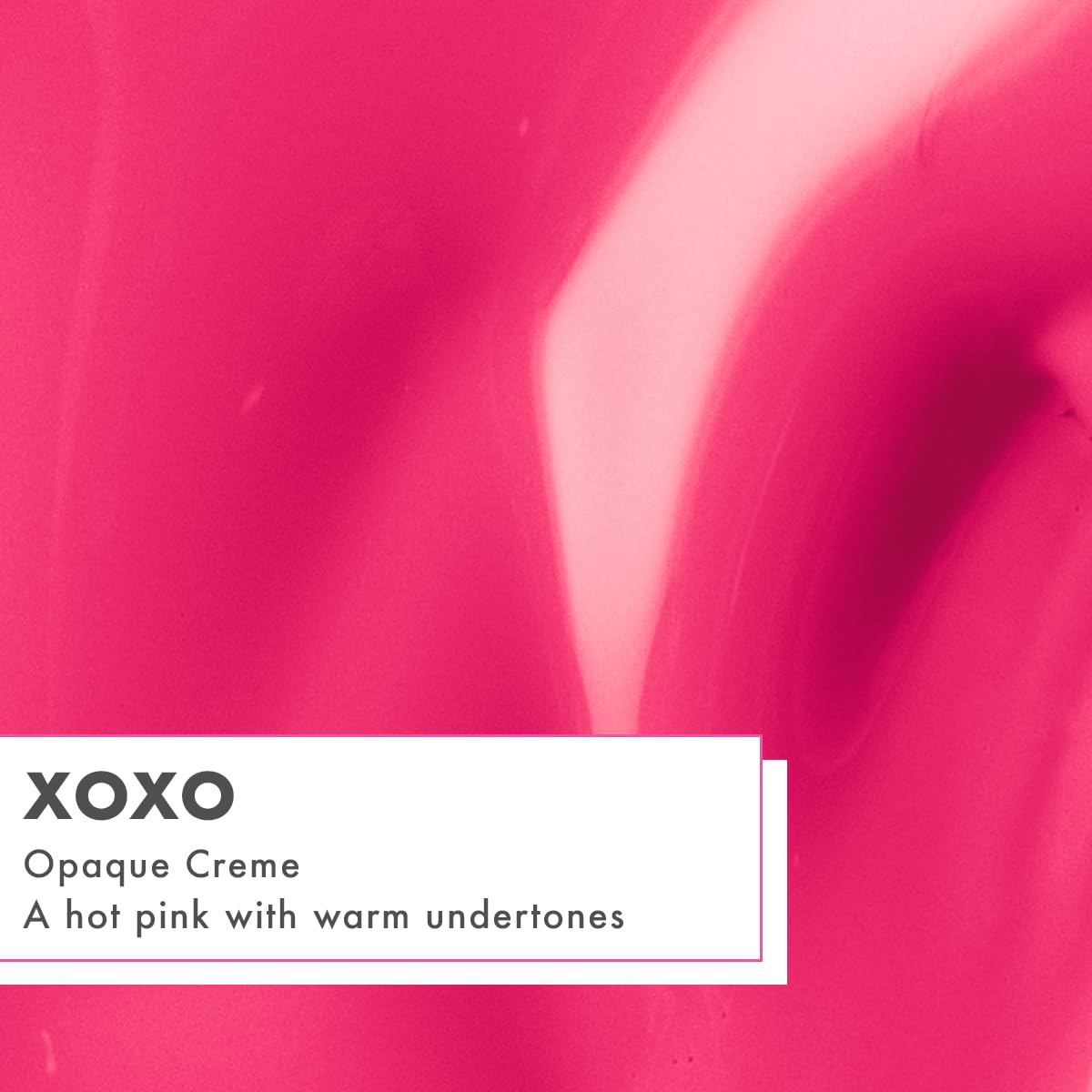 Olive & June single swatch stroke of XOXO Hot Pink demonstrating opaque color