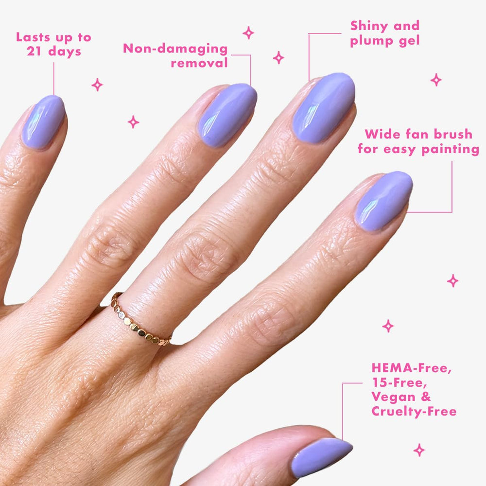Olive & June top coat applied on manicured hands showcasing chip-resistant shine