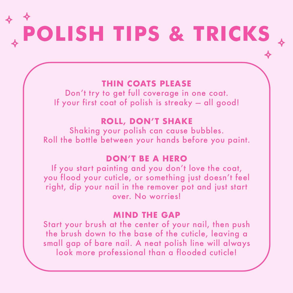 Olive & June polish next to Long-Lasting Top Coat for glossy, lasting finish