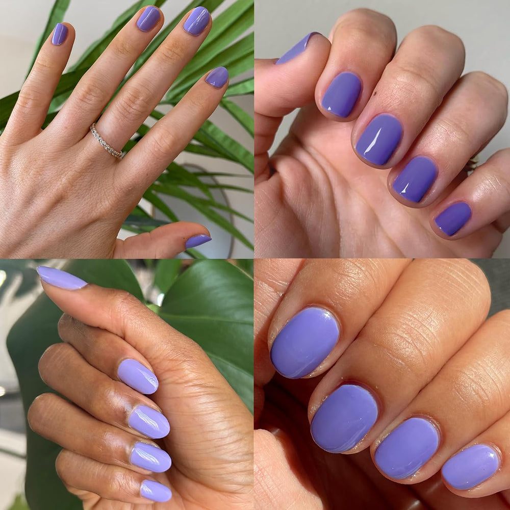 Olive & June two coats glossy finish showing plump, gel-like shine