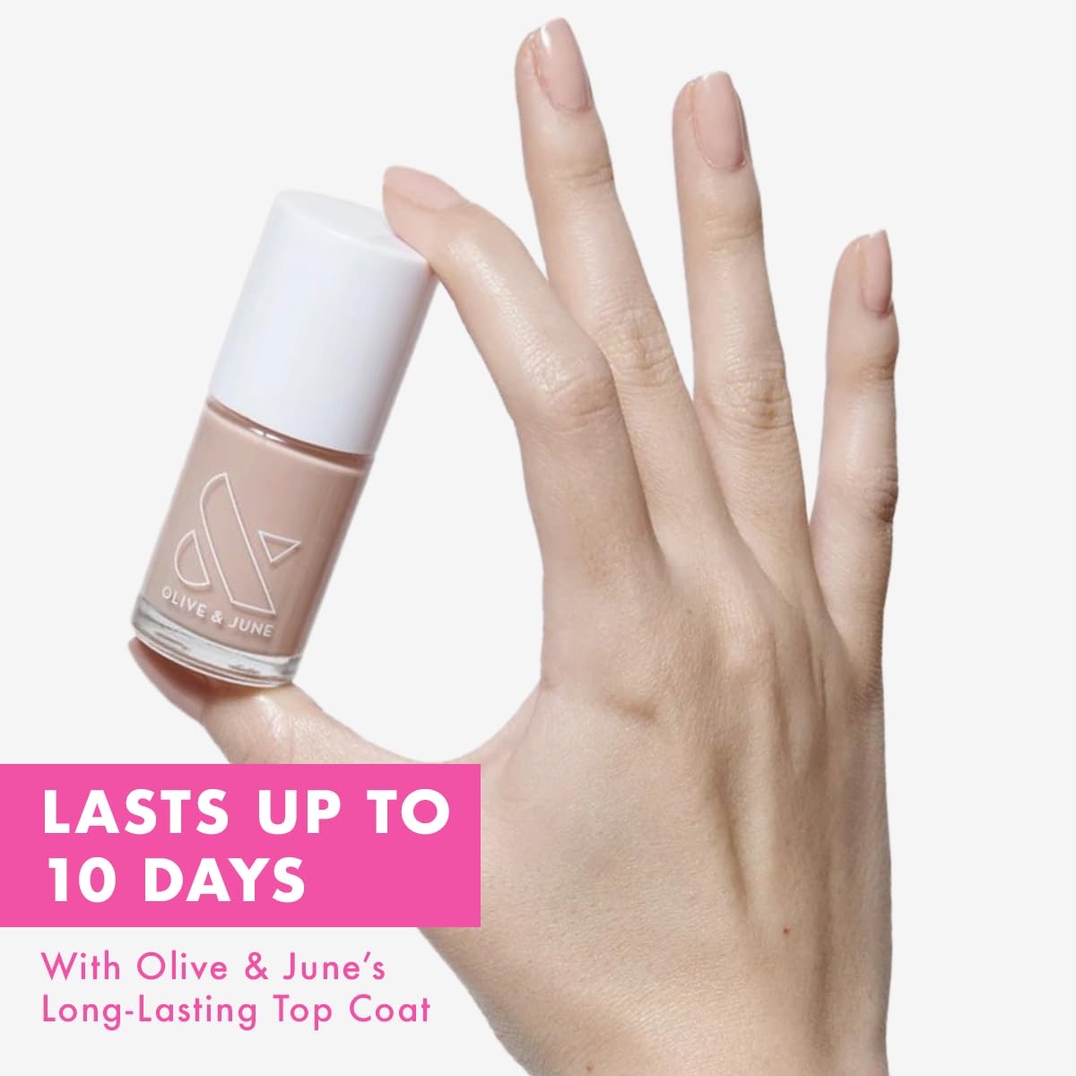 Olive & June wide fan brush detail for easier, streak-free application and faster painting