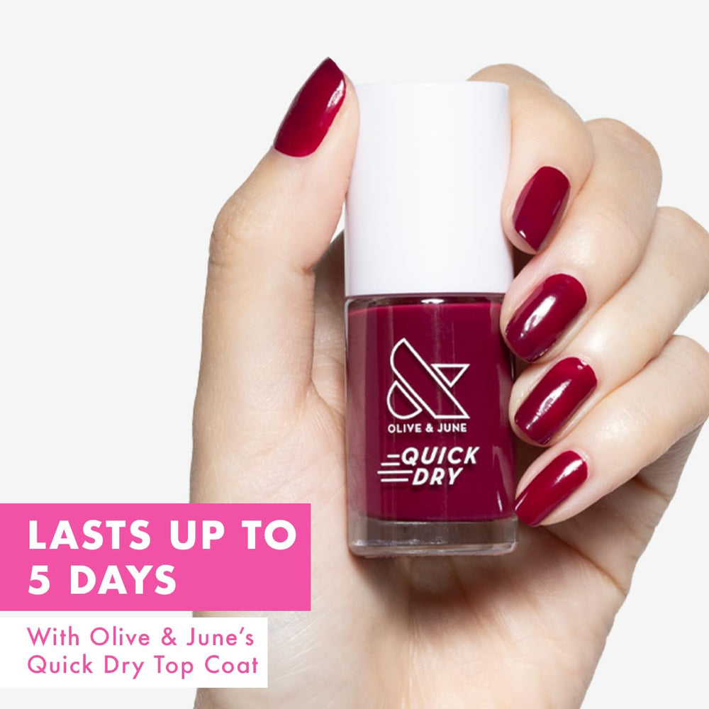Olive & June wide fan brush detail for even strokes and faster application