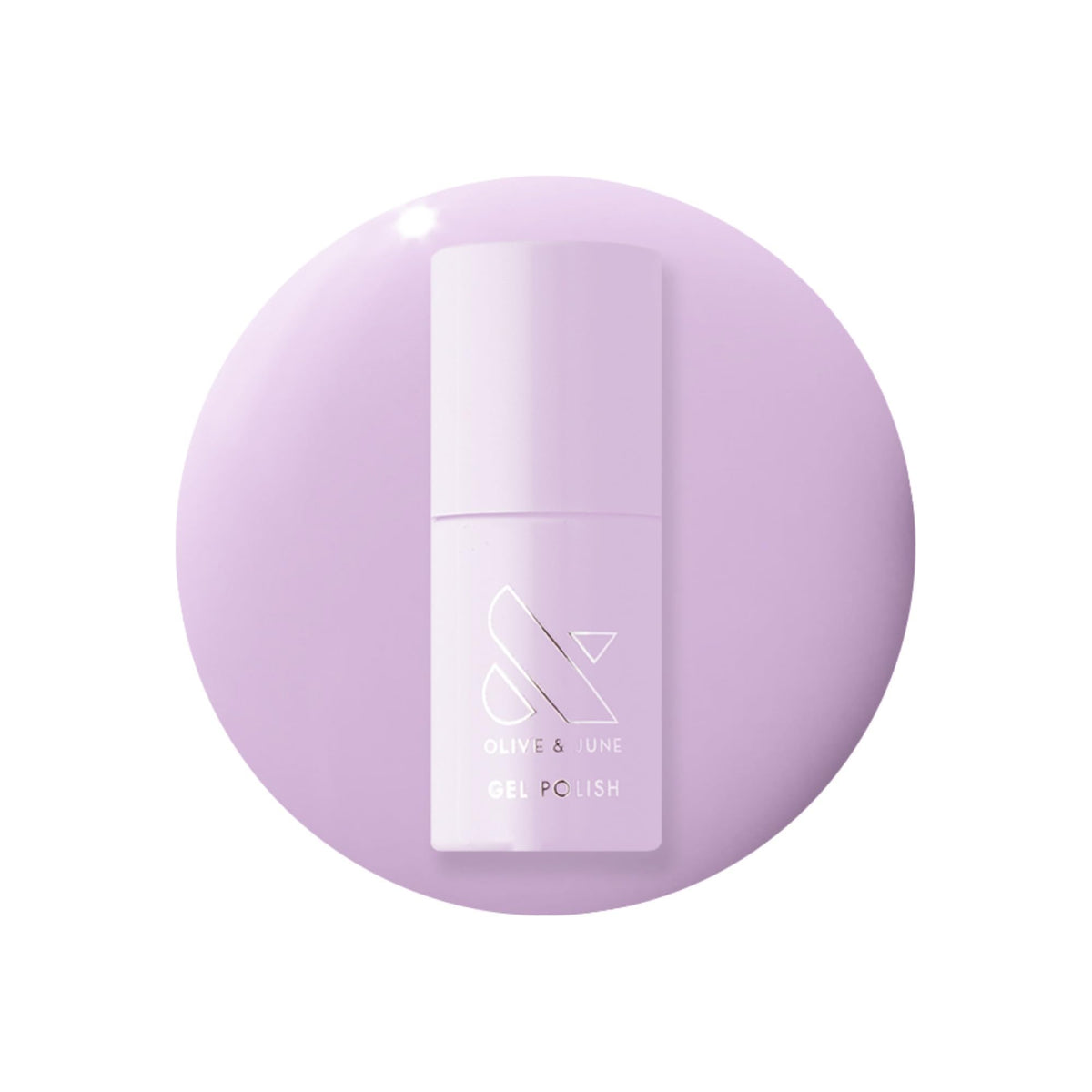 Olive & June bottle front showing You're Invited Lilac, clear branding and shade benefit