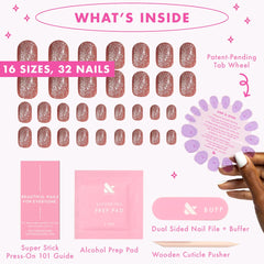 Olive & June nail next to coin for size comparison and true-to-scale fit