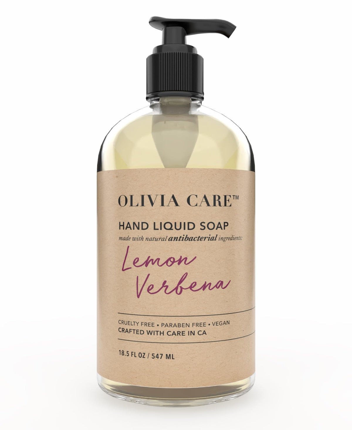 Olivia Care front bottle showing label and 18.5 fl oz size for clear identification and benefit