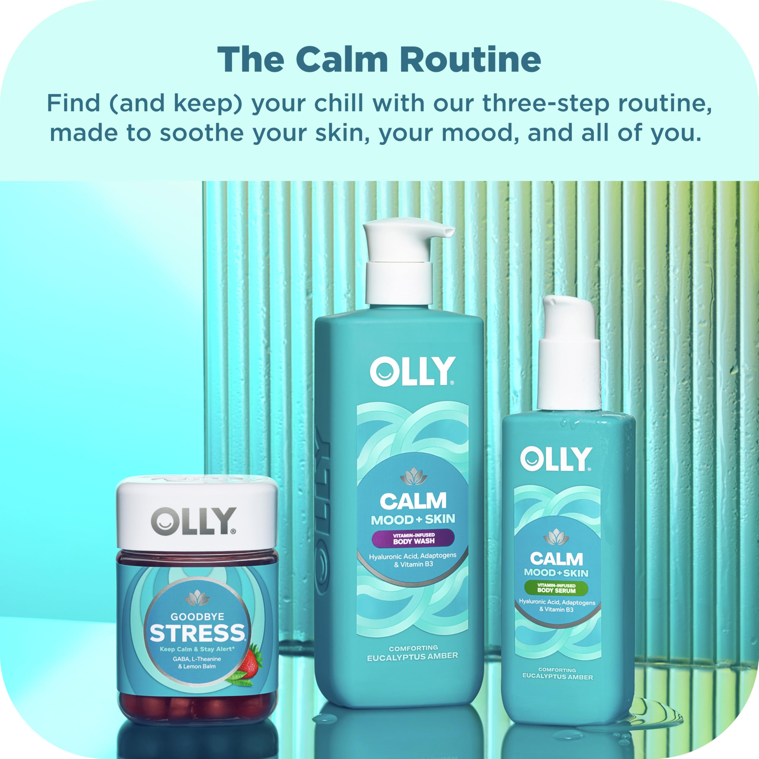 OLLY 8oz bottle shown in hand to indicate size and portability
