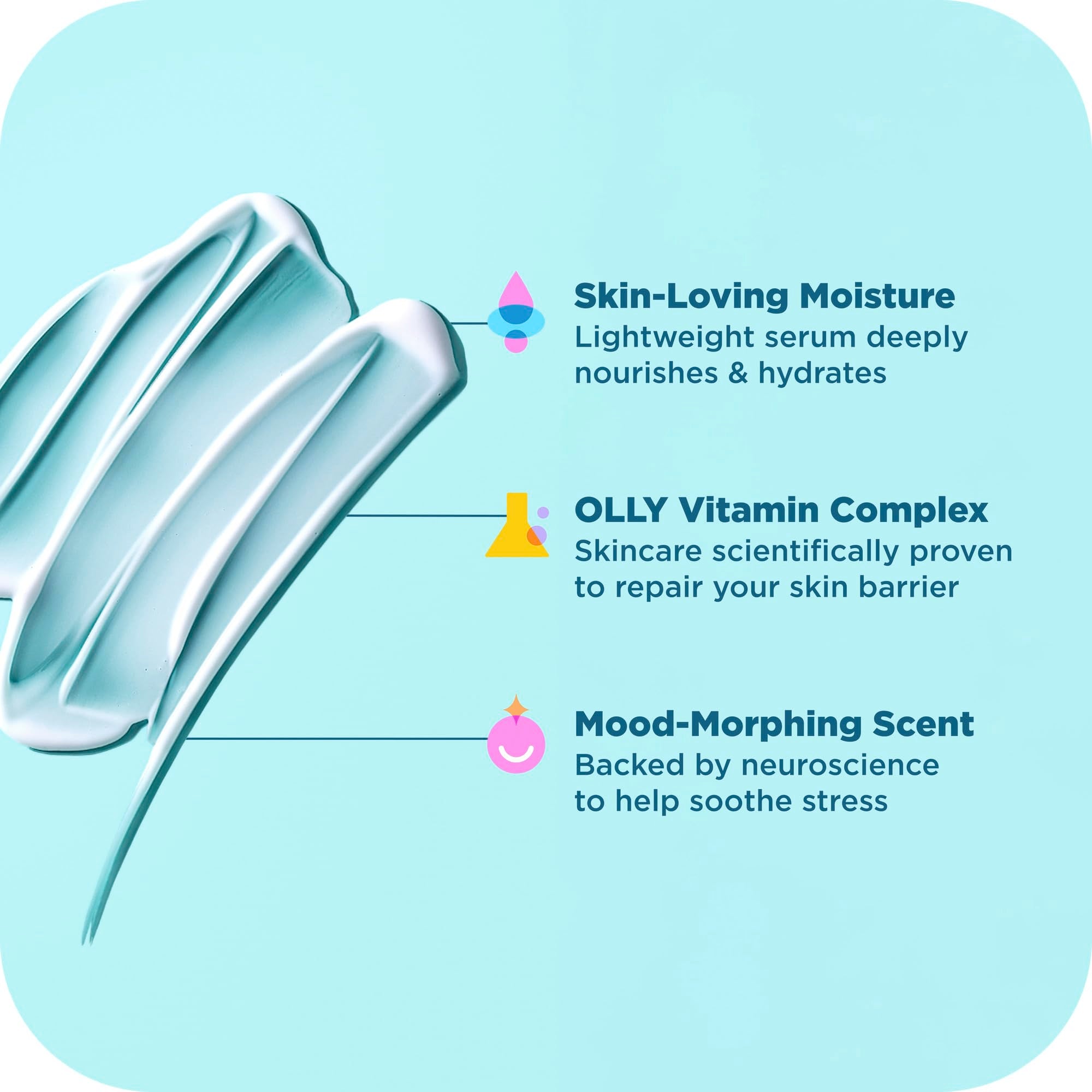 OLLY applying serum to arm after shower for fast absorption benefit