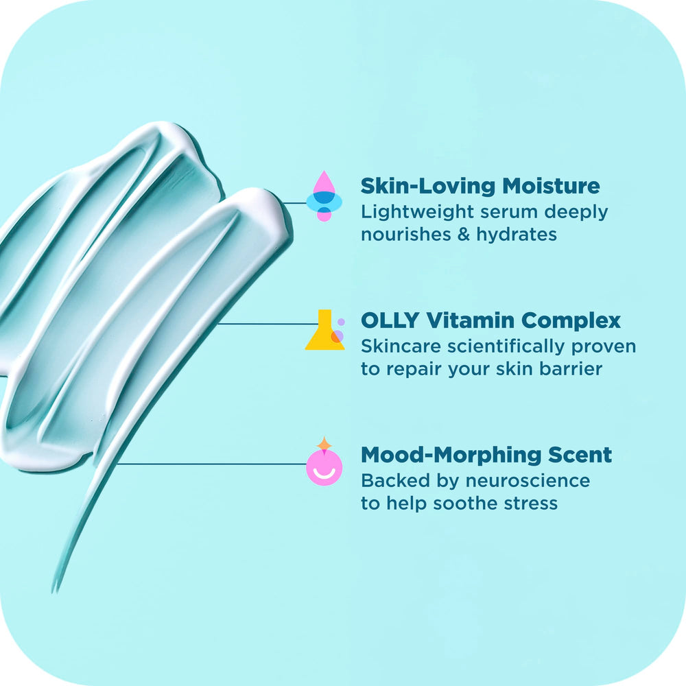 OLLY applying serum to arm after shower for fast absorption benefit