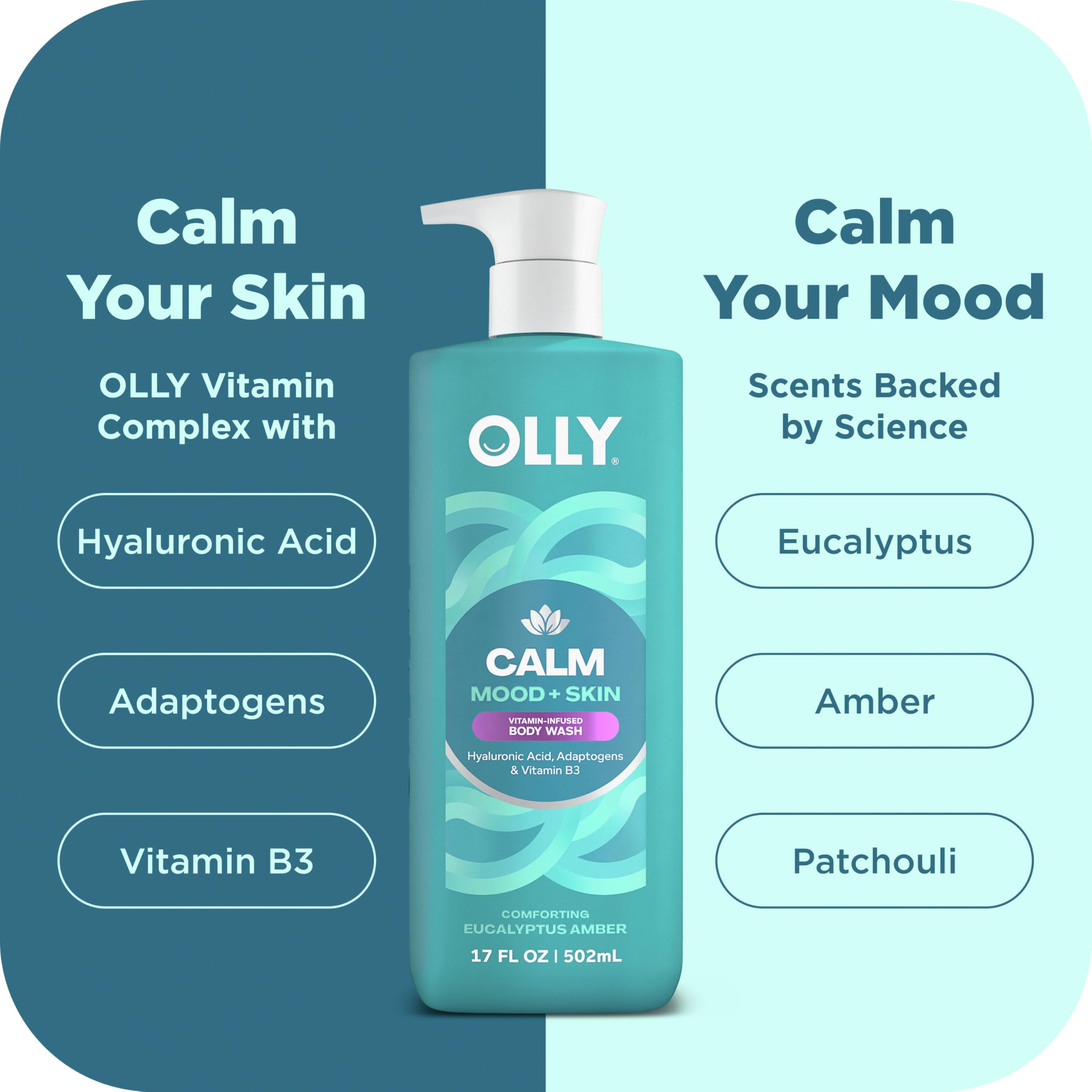 OLLY label detail showing key ingredients for barrier support and skin nourishment
